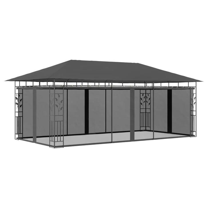 vidaXL Prieel met klamboe 6x3x2,73 m antraciet, Tuin en Terras, Partytenten, Nieuw, Verzenden