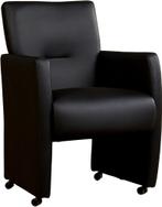 Zwarte leren moderne eetkamerfauteuil - Hermes Leer Nero, Huis en Inrichting, Overige kleuren, Nieuw, Leer, Ophalen of Verzenden