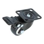 Zwenkwiel met rem en bevestigingsplaat zwart Ø40x20 mm, Doe-het-zelf en Bouw, Zwenkwielen, Nieuw