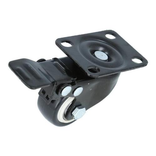 Zwenkwiel met rem en bevestigingsplaat zwart Ø40x20 mm, Doe-het-zelf en Bouw, Zwenkwielen, Nieuw