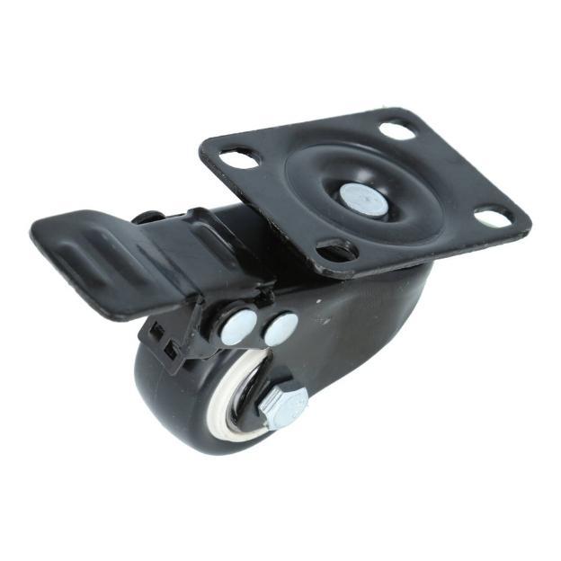 Zwenkwiel met rem en bevestigingsplaat zwart Ø40x20 mm, Doe-het-zelf en Bouw, Zwenkwielen, Nieuw