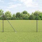 vidaXL Kettinglinkhek met palen Grijs 1.5 x 10 m Staal, Tuin en Terras, Verzenden, Nieuw