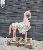 Beeld, XL Vintage Hand-Carved Wooden Horse – Indian Folk Art, Antiek en Kunst