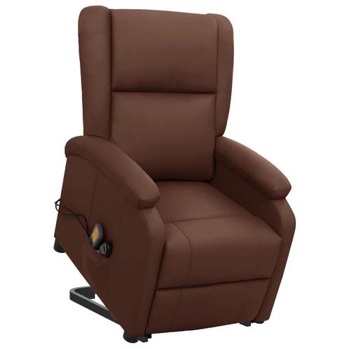 vidaXL Sta-op-massagestoel kunstleer bruin, Maison & Meubles, Chaises, Envoi