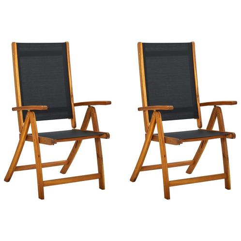vidaXL Tuinstoelen inklapbaar 2 st massief acaciahout en, Tuin en Terras, Tuinstoelen, Nieuw, Verzenden