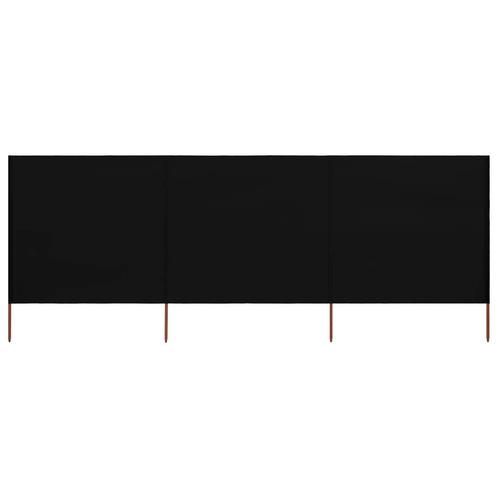 vidaXL Paravent 3 panneaux Tissu 400 x 160 cm Noir, Jardin & Terrasse, Parasols, Neuf, Envoi