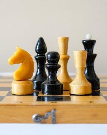 Schaakspel - Vintage Soviet Chess Set [90s] - Hout
