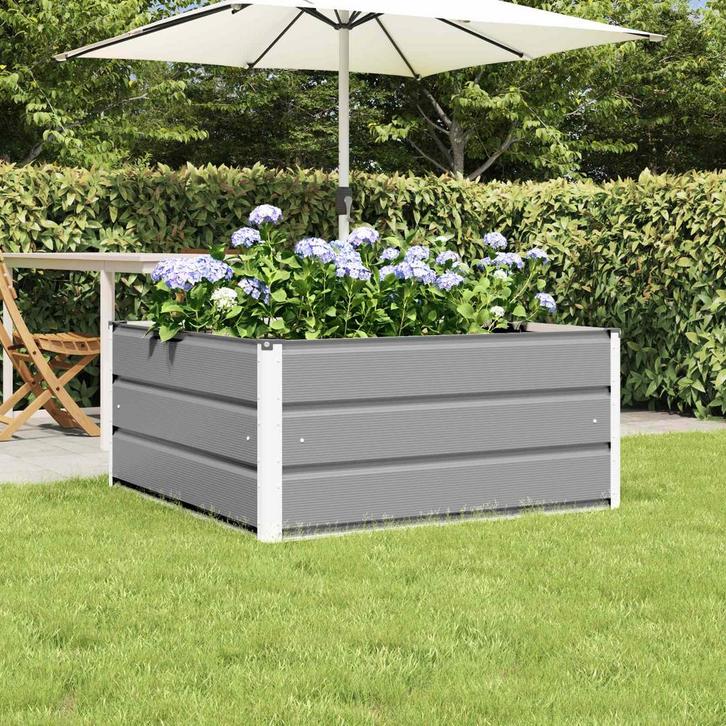 vidaXL Plantenbak Lichtgrijs 100 x 100 x 45 cm Staal, Jardin & Terrasse, Pots de fleurs, Envoi