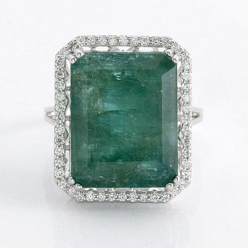 Zonder Minimumprijs - Ring - 18 karaat Witgoud -  14.12ct., Handtassen en Accessoires, Ringen