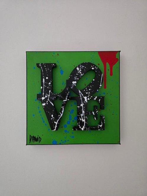 Daavid - NO RESERVE PRICE LOVE VERT ET NOIR, Antiek en Kunst, Kunst | Schilderijen | Modern