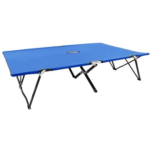 vidaXL Ligbed 2-persoons inklapbaar staal blauw, Tuin en Terras, Ligbedden, Nieuw, Verzenden