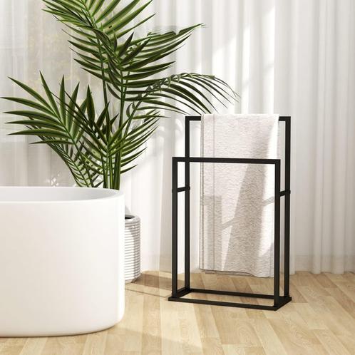 vidaXL Handdoekenrek vrijstaand 48x24x78,5 cm ijzer zwart, Huis en Inrichting, Badkamer | Badtextiel en Accessoires, Nieuw, Verzenden