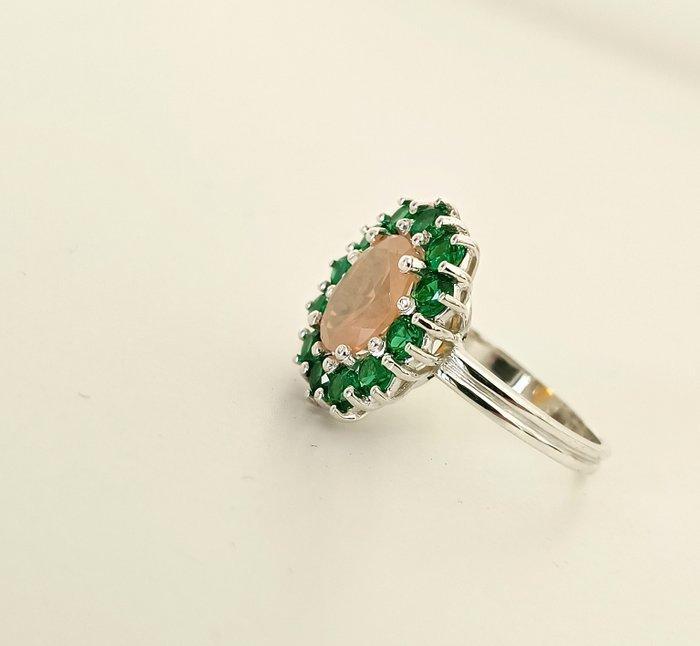 Zonder Minimumprijs - Ring Zilver Opaal - Smaragd, Handtassen en Accessoires, Ringen