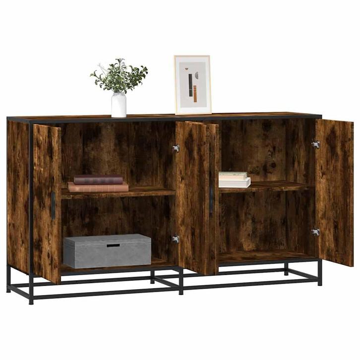 vidaXL Dressoir 134x35x76 cm bewerkt hout gerookt, Huis en Inrichting, Kasten | Dressoirs, Nieuw, Verzenden