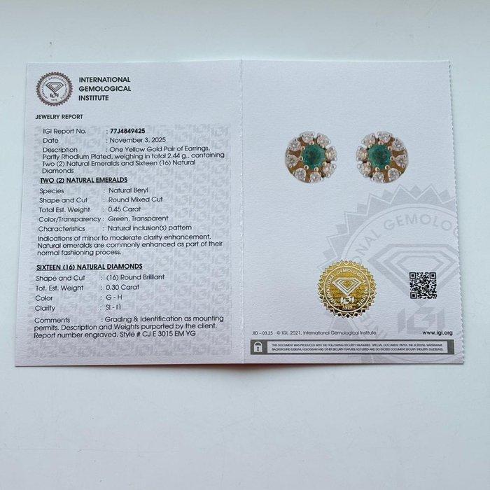 Oorbellen - 18 karaat Geel goud - 0.75ct. tw. Smaragd -, Handtassen en Accessoires, Oorbellen