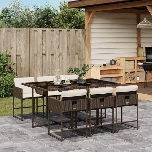 vidaXL 7-delige Tuinset met kussens poly rattan bruin, Tuin en Terras, Tuinsets en Loungesets, Tuinset, Nieuw, Verzenden
