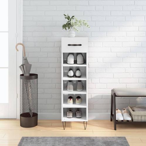 vidaXL Schoenenkast 30x35x105 cm bewerkt hout hoogglans wit, Huis en Inrichting, Kasten | Overige, Nieuw, Verzenden