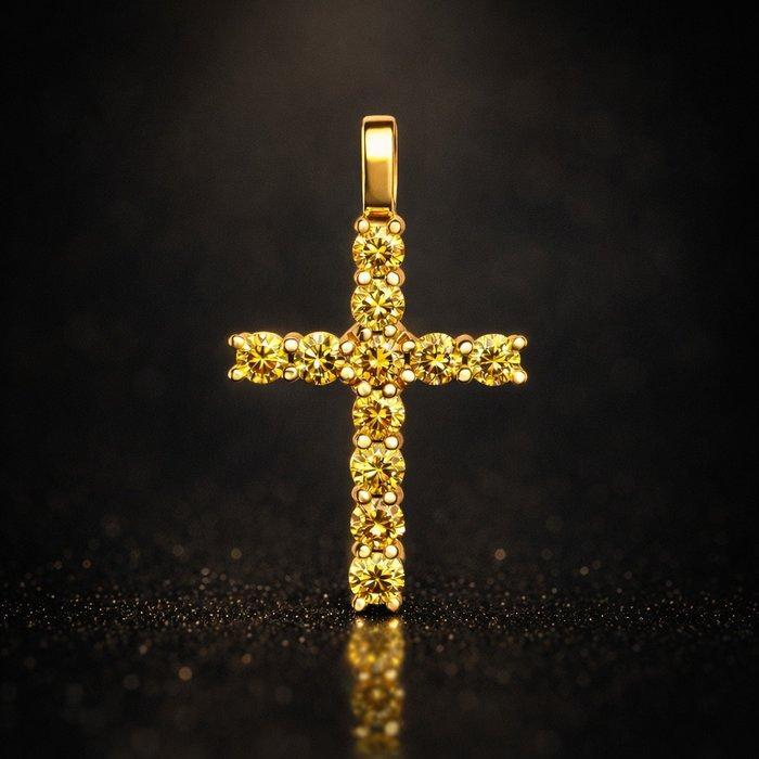 Pendentif en forme de croix - 18 carats Or jaune - 0.78ct., Bijoux, Sacs & Beauté, Bijoux anciens