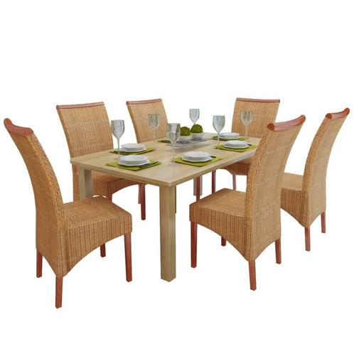 vidaXL Eetkamerstoelen 6 st natuurlijk rattan bruin, Huis en Inrichting, Stoelen, Nieuw, Verzenden
