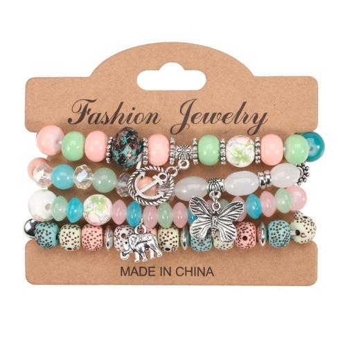 Fako Bijoux® - Armband Set - Boho - Bedels - Pastel, Handtassen en Accessoires, Armbanden, Verzenden