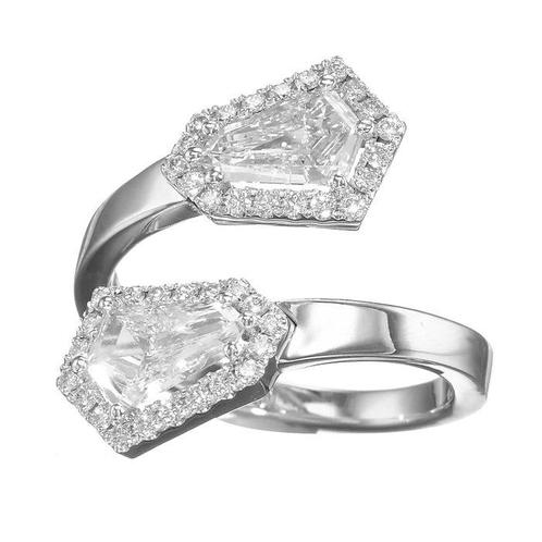 Bague tendance - 18 carats Or blanc - 1.35ct. tw. Diamant, Handtassen en Accessoires, Antieke sieraden