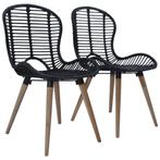 vidaXL Chaises à manger lot de 2 noir rotin naturel, Verzenden, Neuf