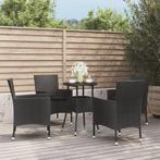 vidaXL 5-delige Bistroset met kussens poly rattan zwart, Tuin en Terras, Verzenden, Nieuw