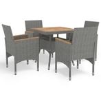 vidaXL 5-delige Tuinset poly rattan en acaciahout grijs, Tuin en Terras, Tuinsets en Loungesets, Verzenden, Nieuw, Tuinset