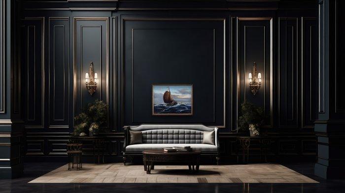 Arjen Galema (1886-1974) - Roerige Zee met Schip (NO, Antiek en Kunst, Kunst | Schilderijen | Klassiek