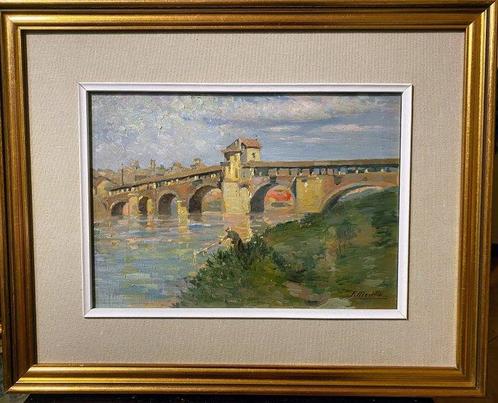 Federico Morello (1885-1945) - Ponte sul fiume Ticino a, Antiek en Kunst, Kunst | Schilderijen | Klassiek