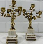 Candélabre (2) - Marbre de Carrare, Bronze doré, Antiquités & Art