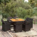 vidaXL Mobilier à dîner de jardin et coussins 9pcs, Jardin & Terrasse, Verzenden, Neuf