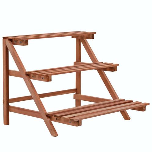 vidaXL Plantenstandaard 3-laags 48x45x40 cm cederhout, Tuin en Terras, Bloembakken en Plantenbakken, Nieuw, Verzenden