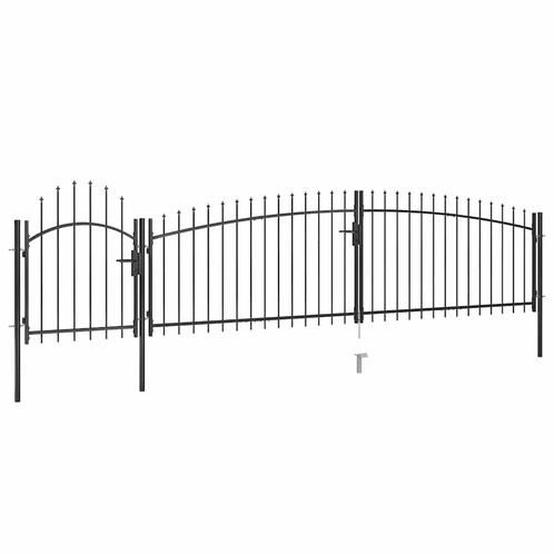 vidaXL Poort met speren bovenkant 5x1,5 m zwart, Tuin en Terras, Tuinpoorten, Nieuw, Verzenden