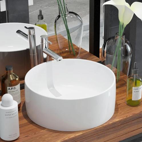 vidaXL Wastafel rond wit 40x15 cm keramiek, Doe-het-zelf en Bouw, Sanitair, Nieuw, Verzenden