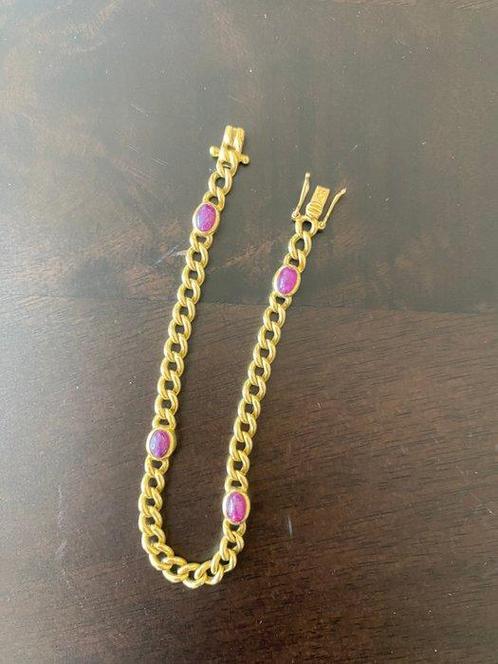Schakelarmband - 18 karaat Geel goud - 2.00ct. tw. Robijn -, Handtassen en Accessoires, Antieke sieraden