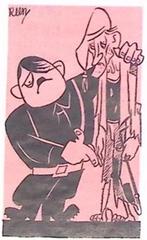 Adolf Hitler en armoedige man op spotprent (lijst optie), Antiek en Kunst, Verzenden