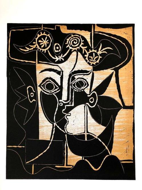 Pablo Picasso (1881-1973) - Großer Frauenkopf mit, Antiek en Kunst, Antiek | Overige Antiek
