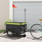 vidaXL Fietstrailer 45 kg ijzer zwart en groen, Verzenden, Nieuw