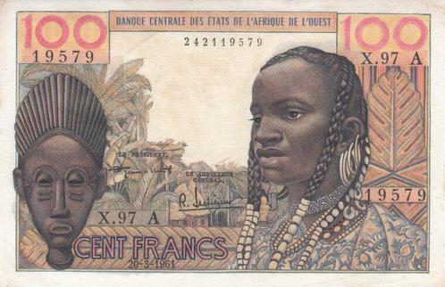 1961 Xf West African States P 101aa 100 Francs, Postzegels en Munten, Bankbiljetten | Europa | Niet-Eurobiljetten, België, Verzenden