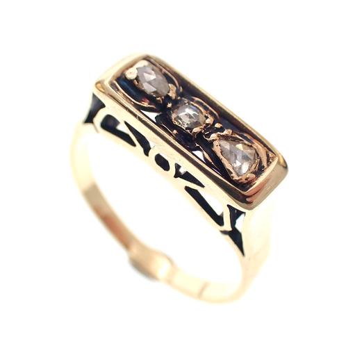 Antieke gouden ring met roos geslepen diamanten | 0,05 ct., Handtassen en Accessoires, Ringen, Dame, Met edelsteen, Overige kleuren