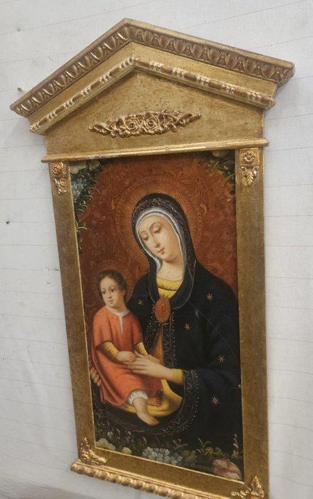 Teodoro Akerman - Madonna con Bambino - 33 x 66 cm, Antiek en Kunst, Kunst | Niet-Westerse kunst