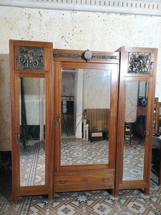 Armoire - Bois, Laiton, Verre, Antiek en Kunst, Kunst | Designobjecten