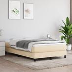 vidaXL Boxspring bed 120x200 cm stof crèmekleurig, Verzenden