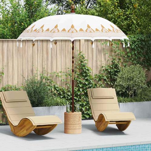 vidaXL Balinese Parasol Crème (210-220) x 260 cm, Tuin en Terras, Parasols, Nieuw, Verzenden