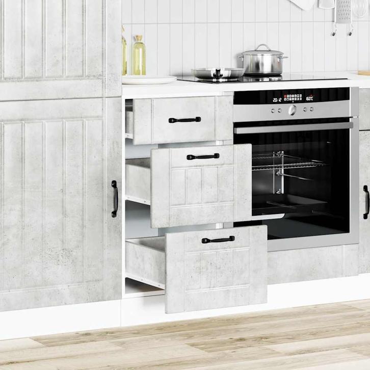 vidaXL Keuken onderkast Lucca bewerkt hout betongrijs, Huis en Inrichting, Kasten | Overige, Nieuw, Verzenden