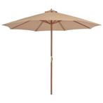 vidaXL Parasol met houten paal 300 cm taupe, Verzenden