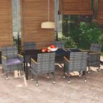 vidaXL 7-delige Tuinset met kussens poly rattan grijs, Tuin en Terras, Tuinsets en Loungesets, Verzenden, Nieuw, Tuinset