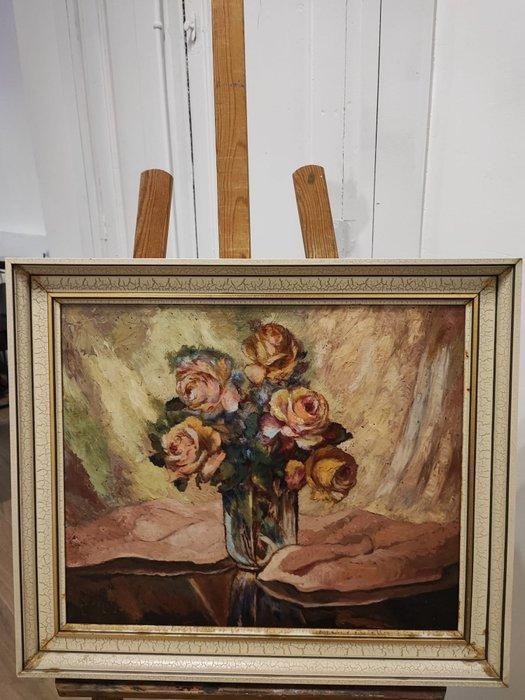 Escuela postimpresionista (XX) - Rosas amarillas, Antiek en Kunst, Kunst | Schilderijen | Klassiek