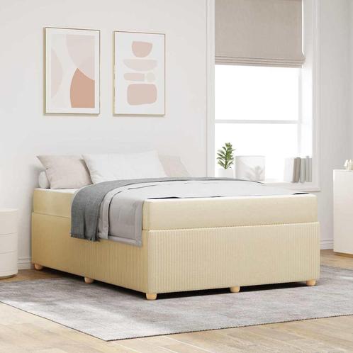 vidaXL Bedframe met matras met matras Crème 140 x 200 cm, Huis en Inrichting, Slaapkamer | Bedden, Nieuw, Verzenden